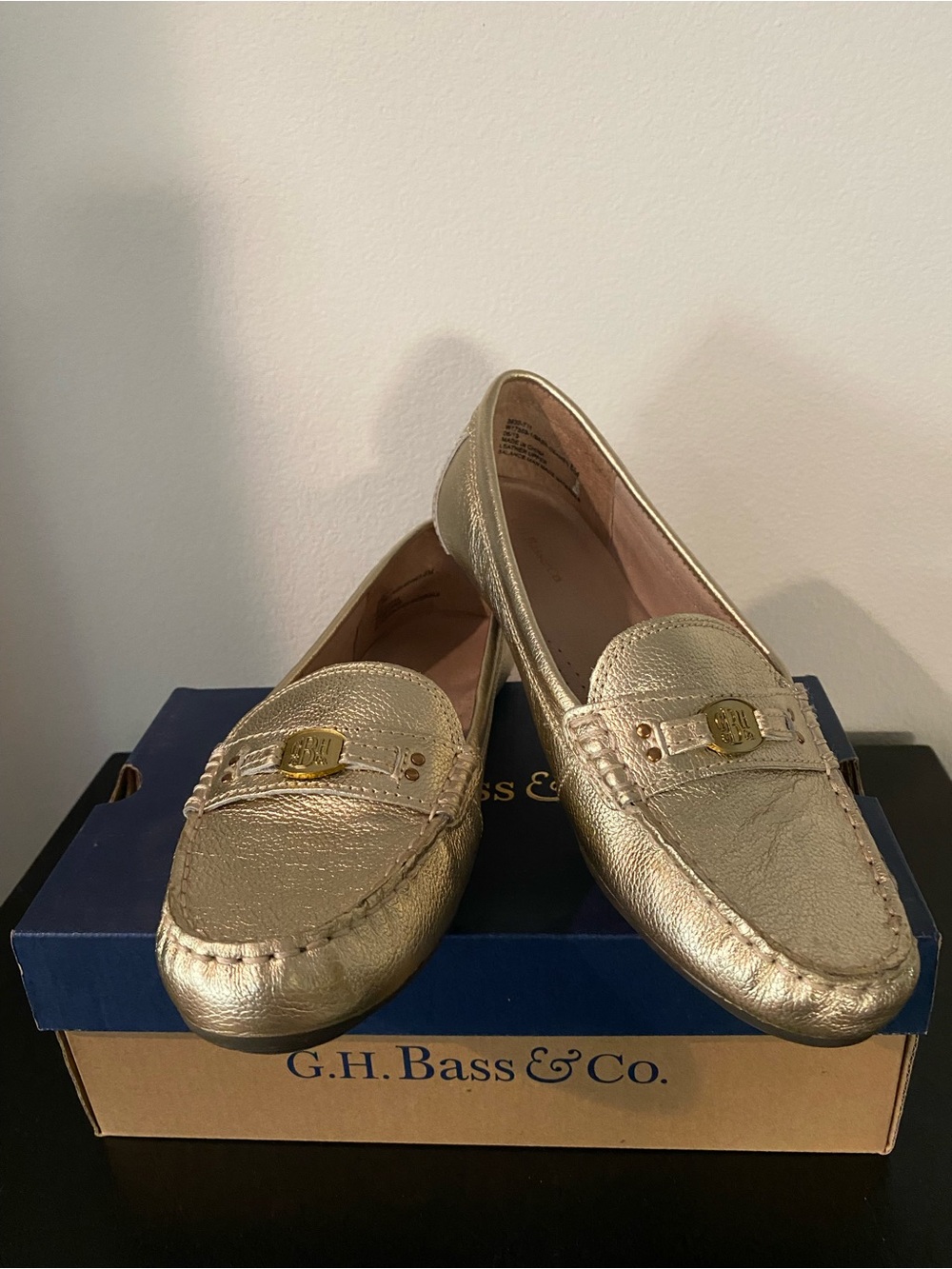 G.H. Bass "Beamer" Loafers in Gold Leather